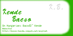 kende bacso business card